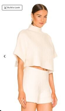 L'Academie Aurela Mock Neck Pullover Off White Rib Knit Sweater XS